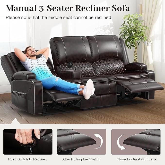 Yolsali 3 Seater Recliner Sofa Set - Image 5