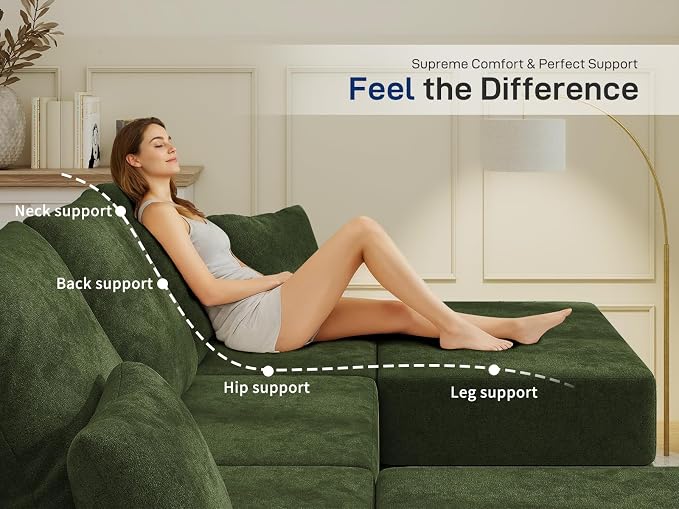 Living&Giving 128" U-Shaped Cloud Sectional Couch - Image 4