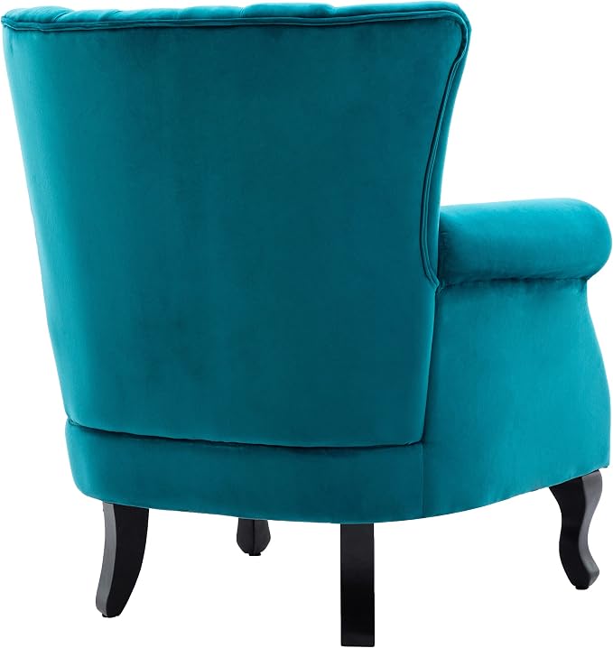 Mid Century Accent Chair Modern Tufted Wingback Armchairs Club Chair Velvet - Image 5