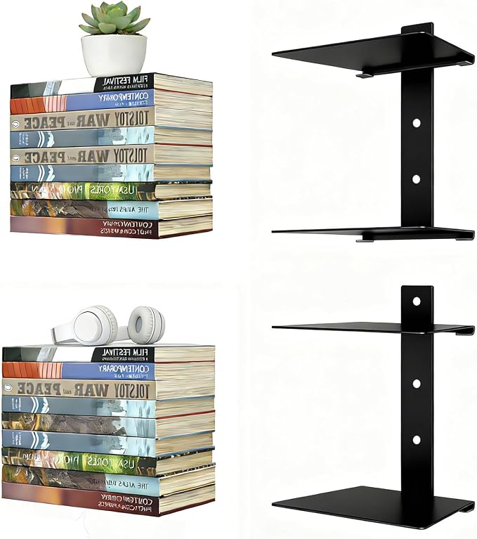 Invisible Floating Bookshelves 4 Tier, Heavy Duty Metal Book Organizer by liberty