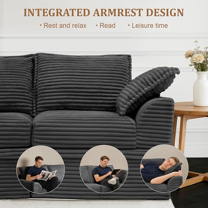 Upgrade Boneless Couch with Storage, Extra Deep&High Seat Modular Sectional - Image 7