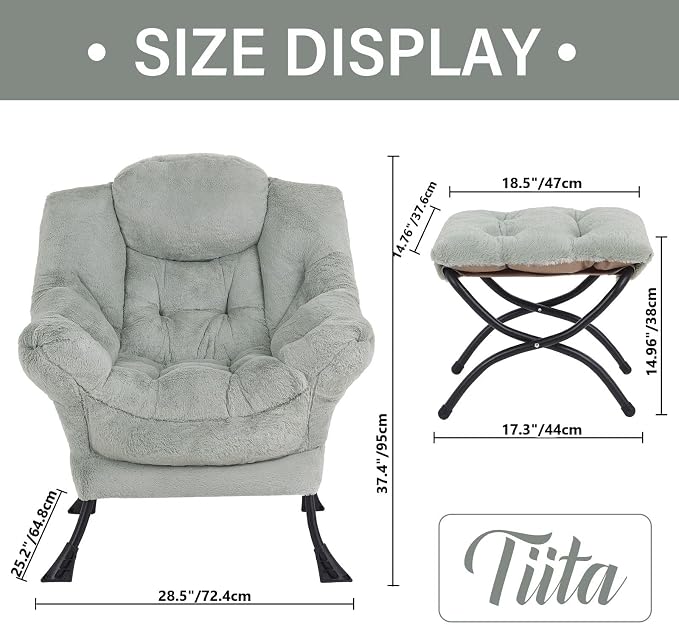 Tiita Lazy Chair with Ottoman, Comfy Leisure Sofa Armchair with Ottoman - Image 7