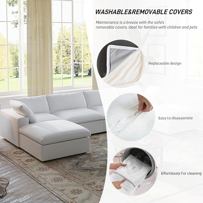 Cloud Modular Sectional Sofa Couch, U Shaped Couch 5 Seater - Image 4