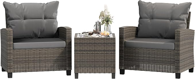 Shintenchi 3 Pieces Patio Furniture Set 3 Pieces PE Rattan Wicker Chairs by Shintenchi%7CFurnitureMadeforRealLife
