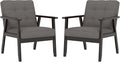 Modern Accent Chair with Arm Rest Set of 2, Upholstered Linen Fabric Leisure by Unknown