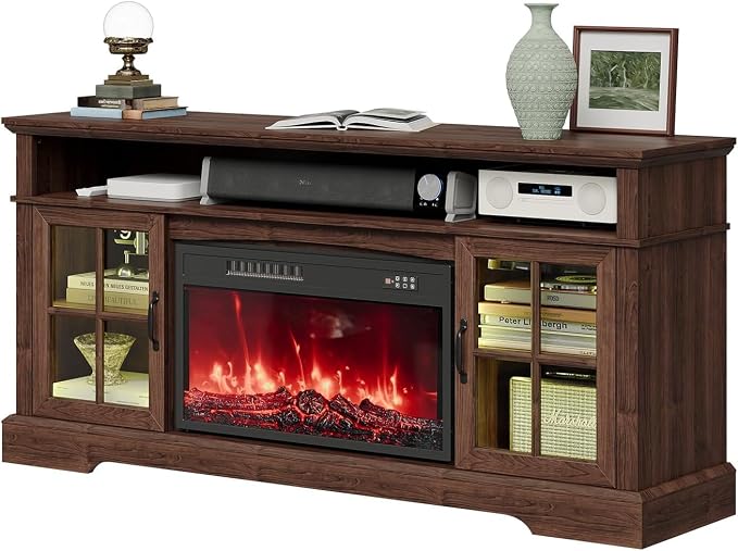 58" Fireplace TV Stand, Modern Entertainment Center - Image 9