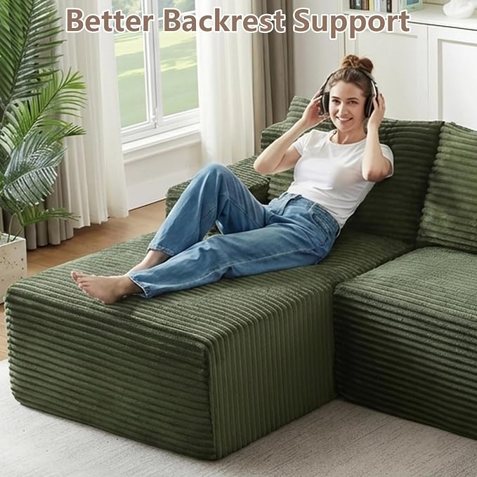 96" Cloud Sectional Couch with L-Shape Chaise, Modular Comfy Sofa Chaise Longue - Image 5