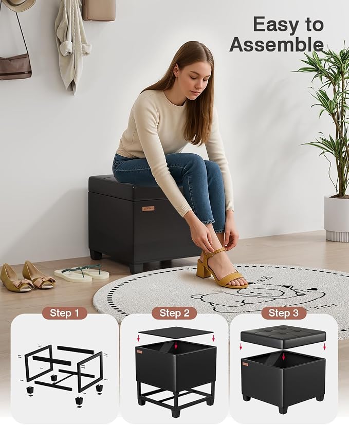 ABHENG Synthetic Leather Cover Steel Frame Ottoman - Image 5