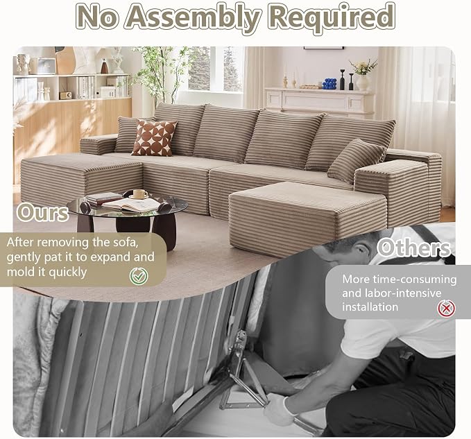 140" Sectional Cloud Couch for Living Room, Modular Floor Deep-Seat Sofa - Image 3