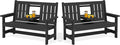SERWALL Outdoor Bench with Cup Holder, Oversized 58" HDPE Porch Bench Suitable by SERWALL