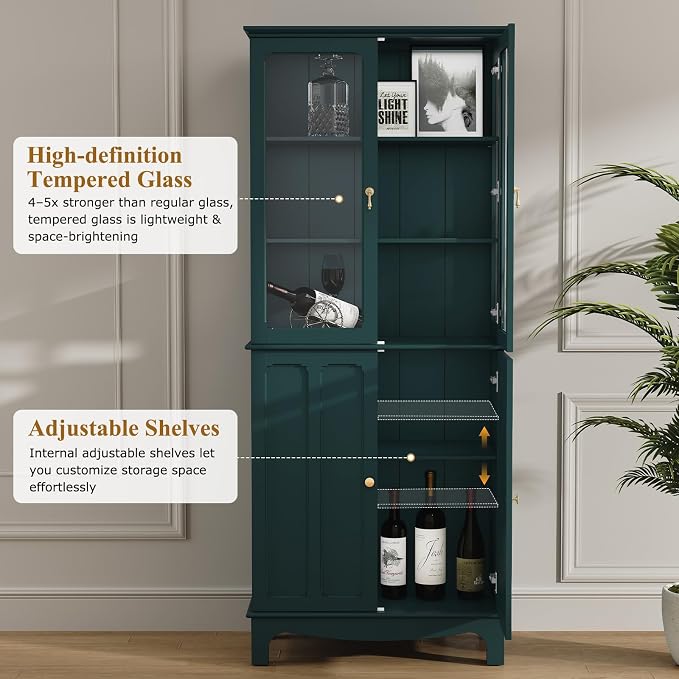 ARTPOWER 72" Freestanding Kitchen Pantry Storage Sideboard, Classical Tall - Image 4