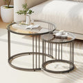 Garden 4 you Nesting Coffee Table, 23.6" Round Coffee Table Set of 2, Glass by Garden4you
