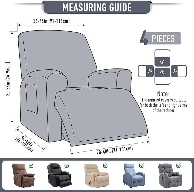 TAOCOCO Oversized Recliner Chair Covers, 1 Seater Streach Recliner Covers Soft - Image 4