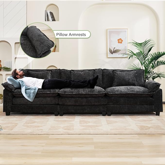 Oprisen 120" Modular Sectional Sofa, Comfy Cloud Couch Sectional Sofa, Chenille - Image 5
