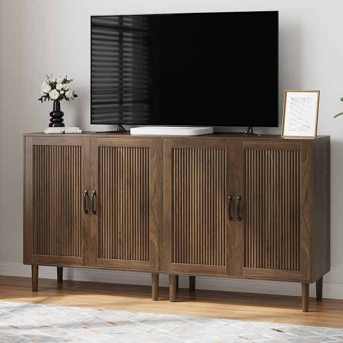 Kiasthome Buffet Cabinet with Wavy Fluted Doors, Sideboard Storage Cabinet with - Image 7