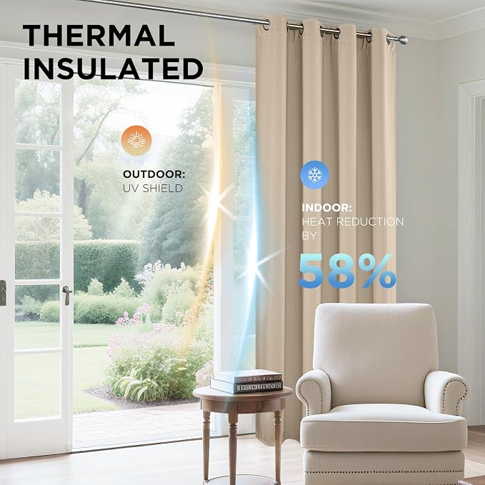 Joydeco Blackout Curtains 95 Inches Long 1 Panel, Thermal Insulated Long - Image 4