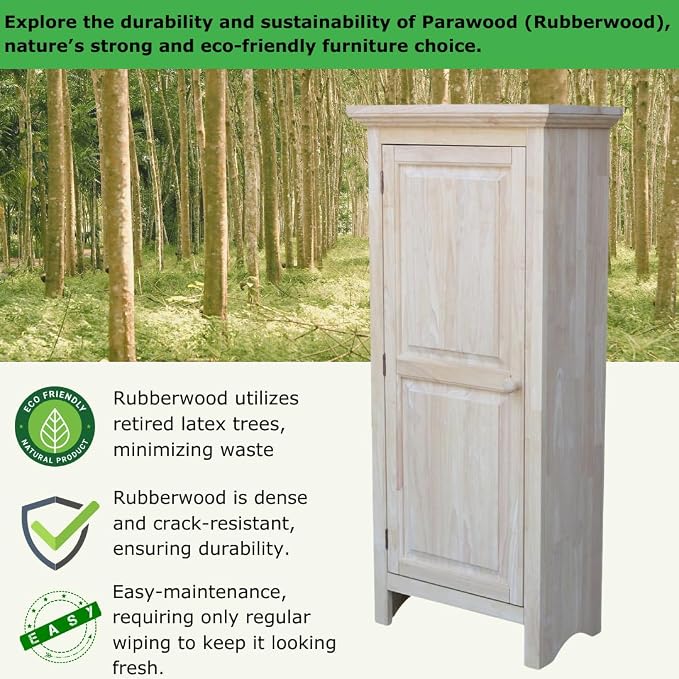 Single Jelly Cabinet, Solid Parawood Construction, 22.8"W x 12.5"D x 51"H - Image 3