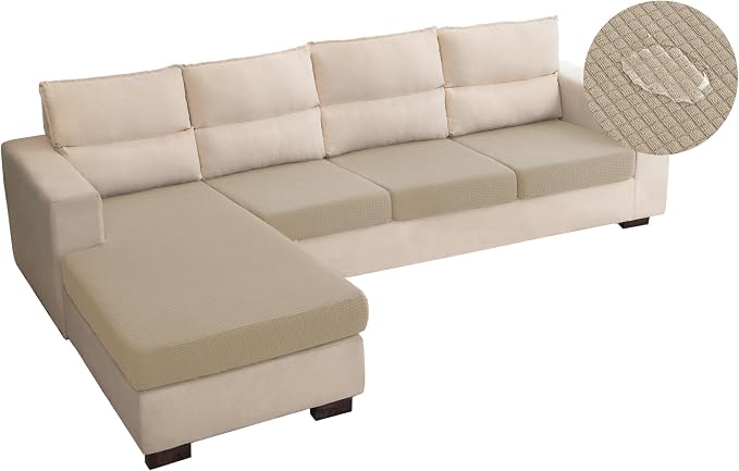 Water Repellent L Shaped Couch Covers 4 Pieces Sofa Seat Cushion Slipcovers by TOPYUMH