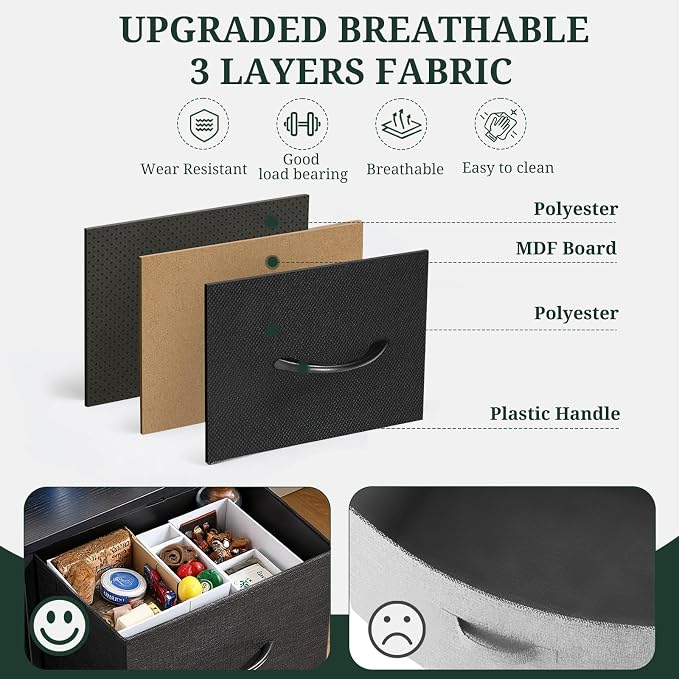 5-Drawer Dresser for Bedroom, Anti-Tip Wide Storage Organizer Fabric Chest of - Image 6