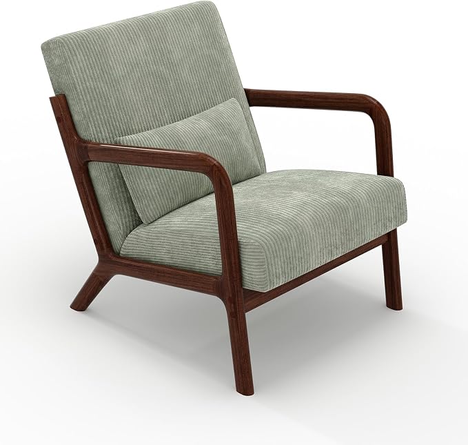 Garvee Mid-Century Modern Accent Chair, Wide-Wale Corduroy Upholstery, Solid - Image 7