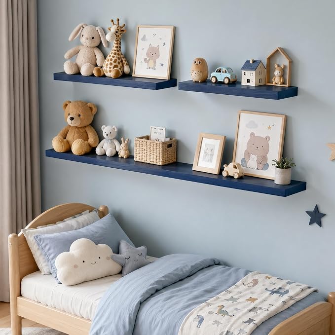 fuqing 40 Inch Floating Shelves | 6.7 Inch Deep Dark Blue Floating Shelves - Image 2
