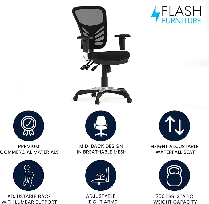 Flash Furniture Nicholas Mid-Back Swivel Desk Chair - Image 4