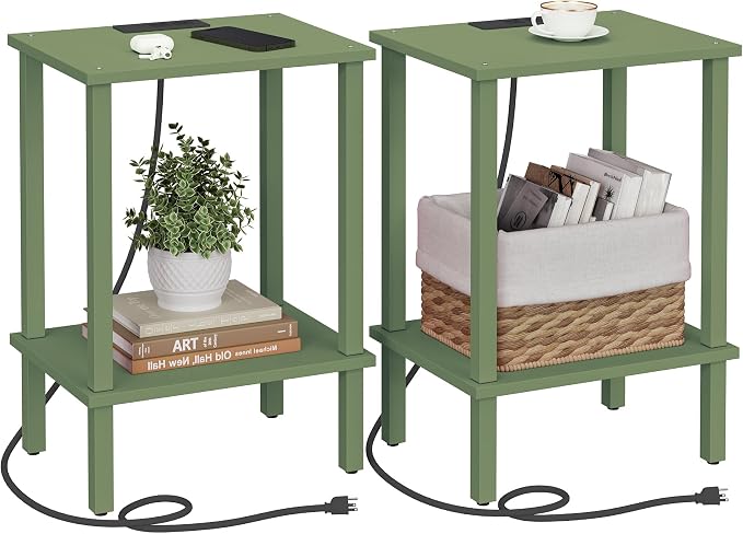 TUTOTAK End Table with Charging Station, Small Side Table with Outlets by ChoosetutotakFurnitureBuildYourCozyHome