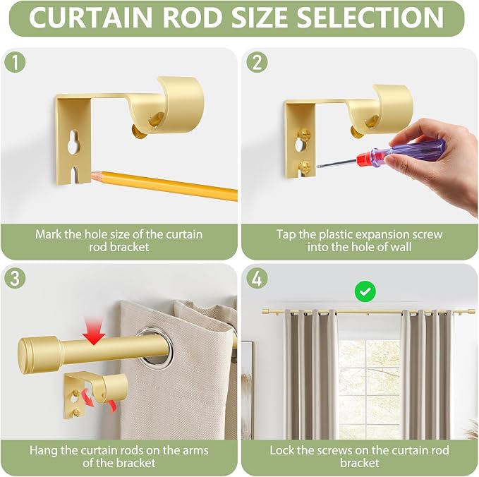 5/8” Diameter Curtain Rods 30-90 Inch, - Image 4