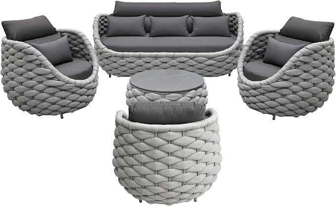 TWT Outdoor Patio Furniture Set, 5 Pieces Aluminum Sectional Sofa, Metal Patio - Image 7