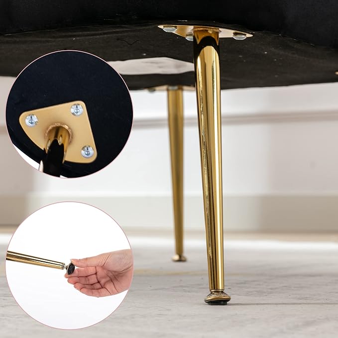 Velvet Accent Chair Set of 2 Comfy Living Room Chair Armless Slipper Chair Mid - Image 9