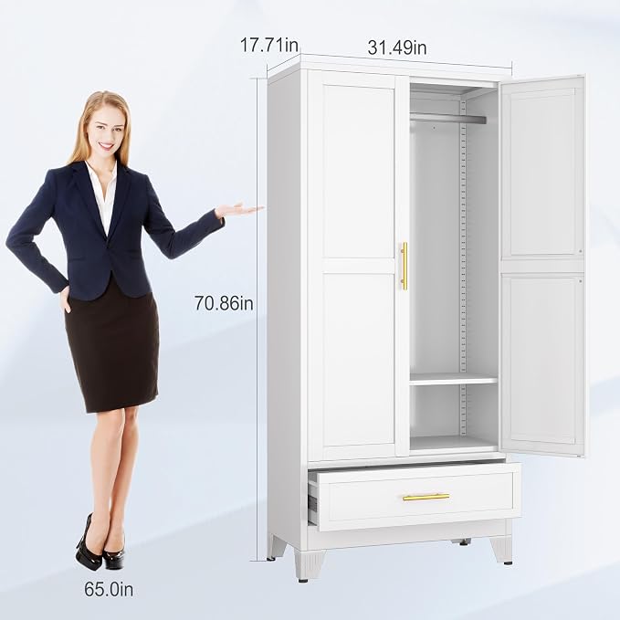 erosoei 71" H Metal Tall Armoire Wardrobe Closet - Image 2