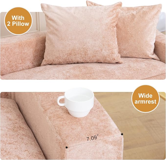 61" Convertible Sofa Bed Loveseat, Memory Foam Boneless Floor Couch - Image 7