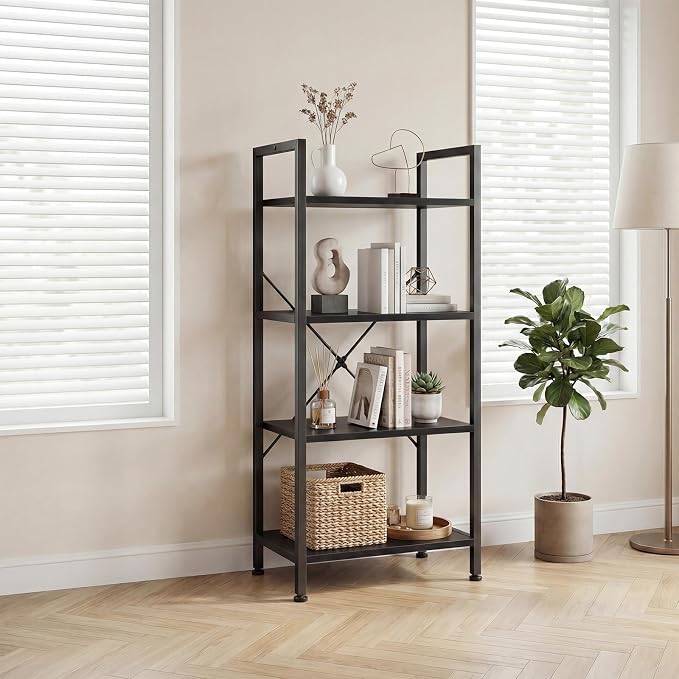 DUMOS 4 Tiers Open Bookshelf, Classic Freestanding Tall Display Shelf, Sturdy - Image 7
