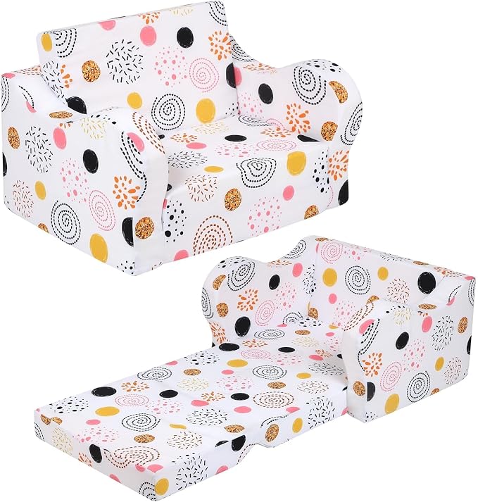 MOMCAYWEX Kids Sofa, 2-in-1 Flip-Out Foam Couch, Foldable Soft Play Lounge Chair by MOMCAYWEX