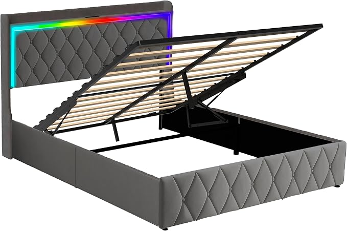 Modern Multi-Color LED Light Full Bed Frame - Image 9
