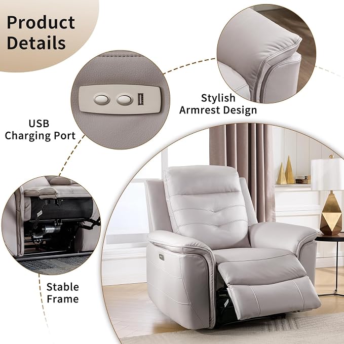 ANJ Power Oversized Reclining Sofa Couch, Breathable Faux Leather 3-Seater - Image 4