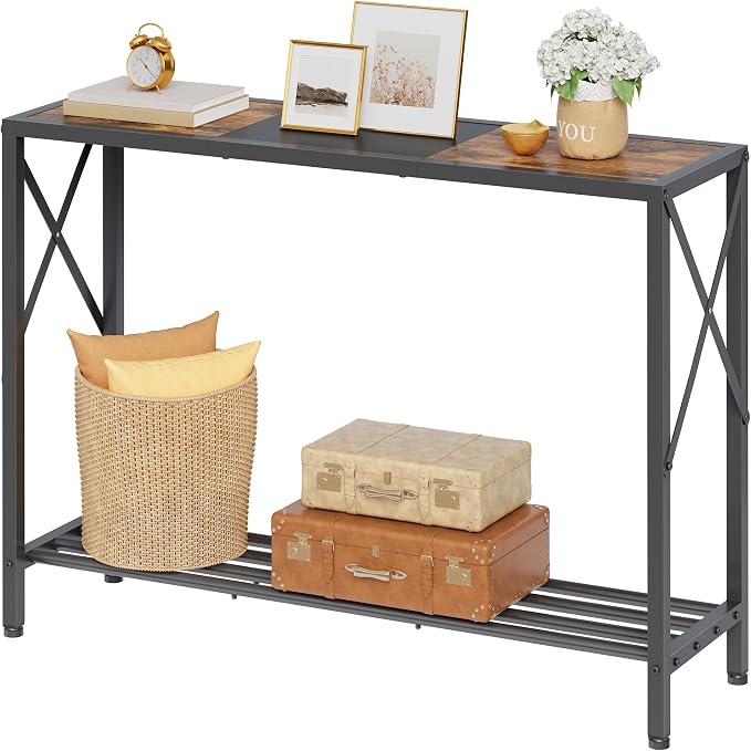 Tajsoon Console Table 41.8”, 2-Tier Industrial Entryway Table, Narrow Entrance by Tajsoon