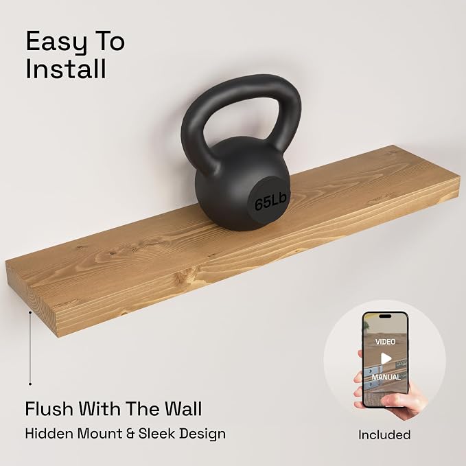 BAOBAB WORKSHOP Natural Wood Floating Shelves - Image 5