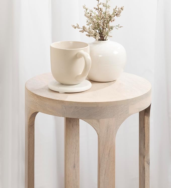 Kate and Laurel Dahl Wooden Round Drink Table; 12 x 23; Whitewash; Transitional - Image 5