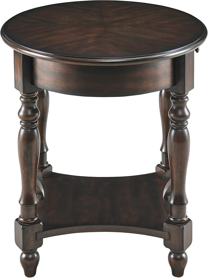 Oval End Table with Drawer, Solid Wood Sofa Side Table with Storage Shelf - Image 8