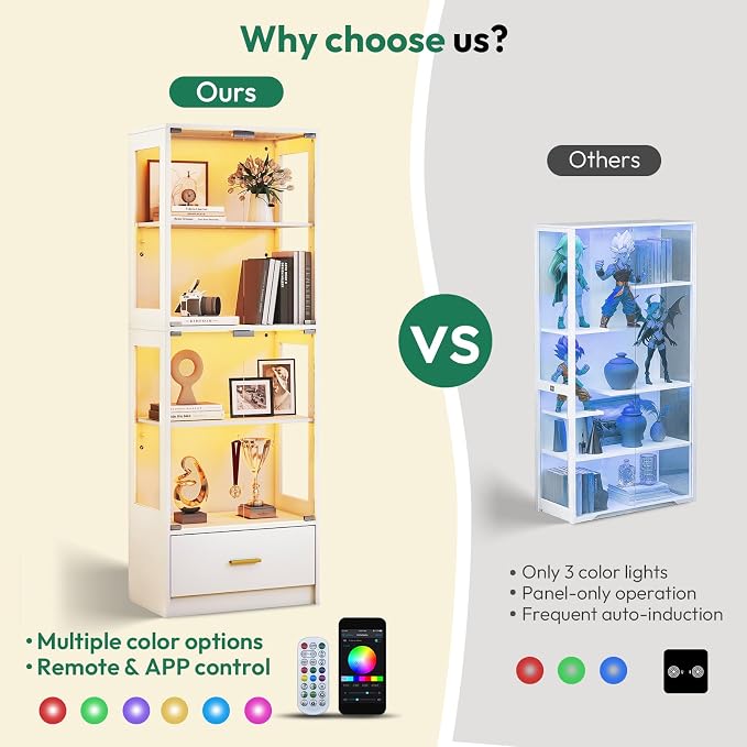 Lamtor 67-inch Glass Display Cabinet – Curio Cabinet - Image 3