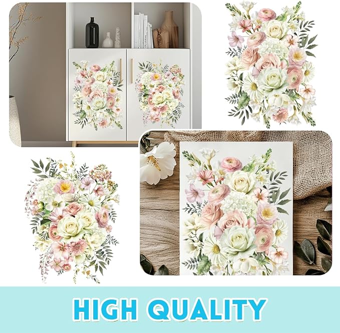 6 Sheets Vintage Flower Rub on Transfer Life in Full Bloom Furniture Transfers - Image 3
