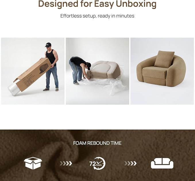 SICOTAS 49.9" Curved Convertible Sofa Couch Bed - Image 6