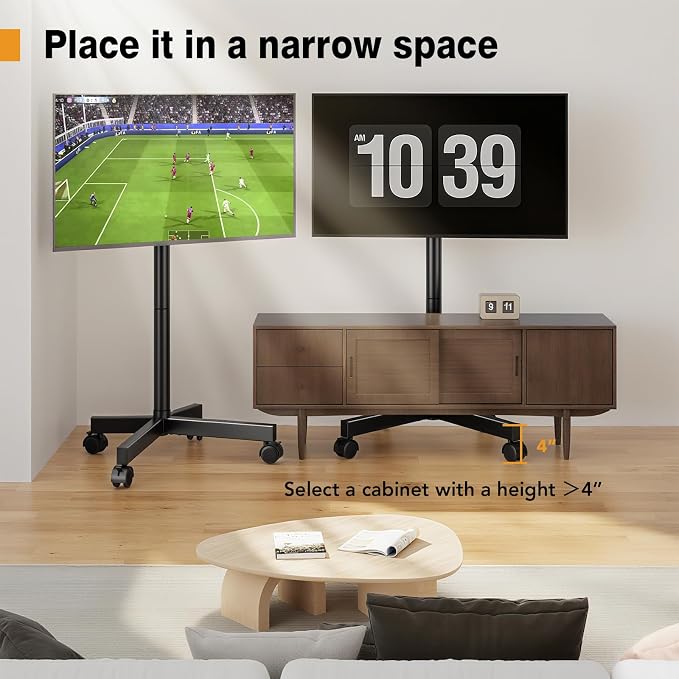 Hemudu Mobile TV Stand for 23-60 Inch LCD LED Flat/Curved Screen TVs, TV Cart - Image 6