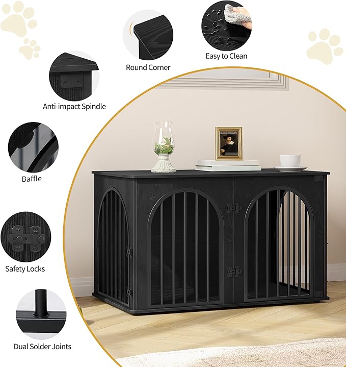 Hzuaneri 39.4" Wooden Dog Crate Furniture, Indoor Dog Kennel Dogs Cage - Image 7