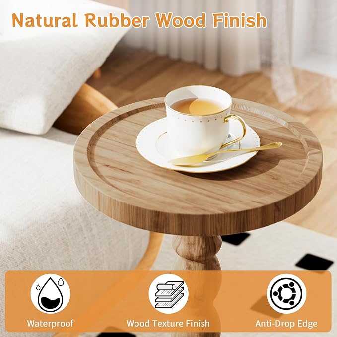 Small Side Table, Rubberwood‌ Drink Table - Image 4
