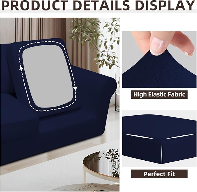 Easy-Going 5 Pieces Stretch Loveseat Cover Washable Loveseat Slipcover Set - Image 6