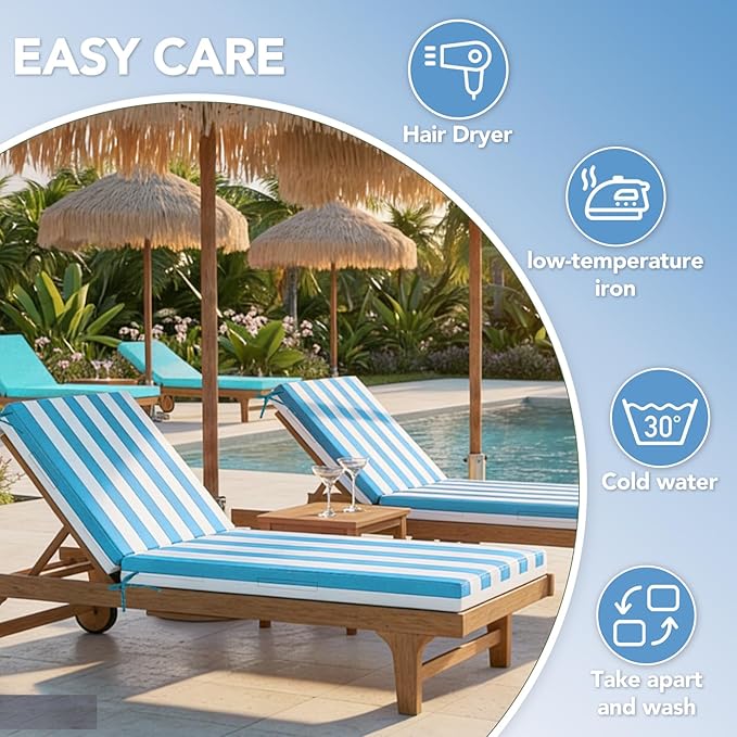L'AGRATY Outdoor Lounge Chaise Cushion: 72x21x3 Inch Waterproof Lounge Chair - Image 7