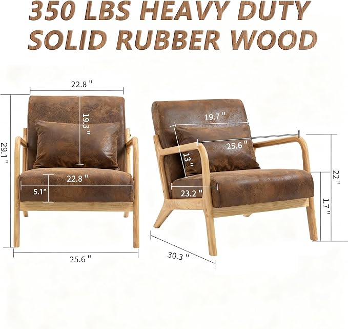 Set of 2 Mid Century Modern Lounge Chair - Image 3