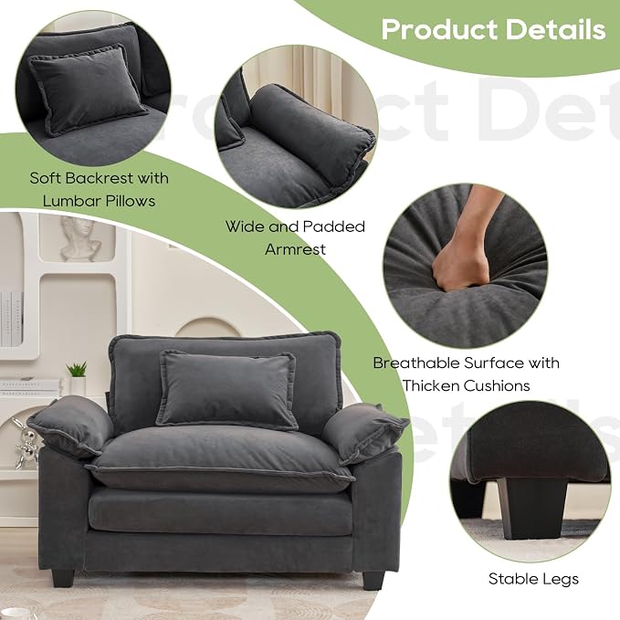 Oprisen Modular Sectional Sofa, Comfy Cloud Couch Sectional Sofa, Velvet Sofa - Image 6